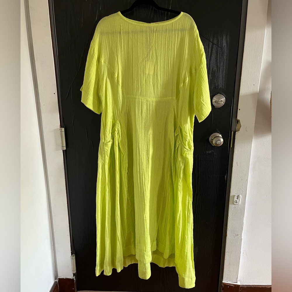Free People Neon Yellow Oversized Gauze Dress